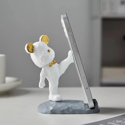 Figurines en résine mignonnes Ours violent Support de téléphone portable